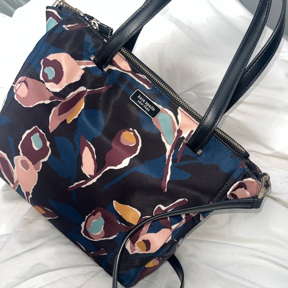 Kate Spade Black and Pink Satchel with Floral Design